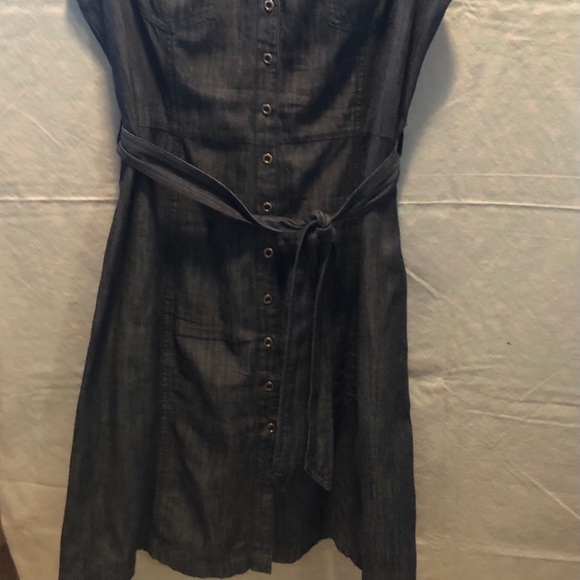 Chambray, sleeveless shirt dress, Sz 15 - Picture 2 of 6